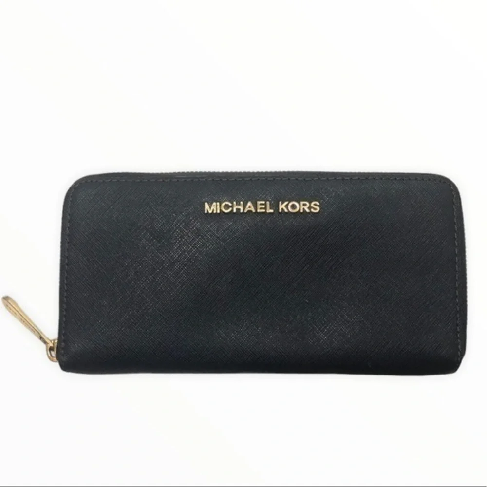 Michael kors blue saffiano leather clutch wallet